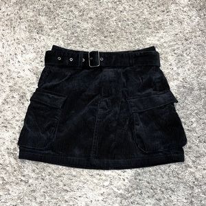 Black corduroy mini skirt